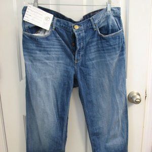 #5 EDDIE BAUER Jeans -- Button Front, Cropped, Faded, Size 16 Tall